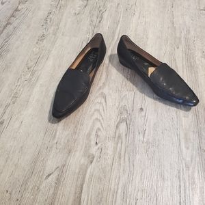Franco Sarto flat black leather loafers minimalist neutral classic size 8